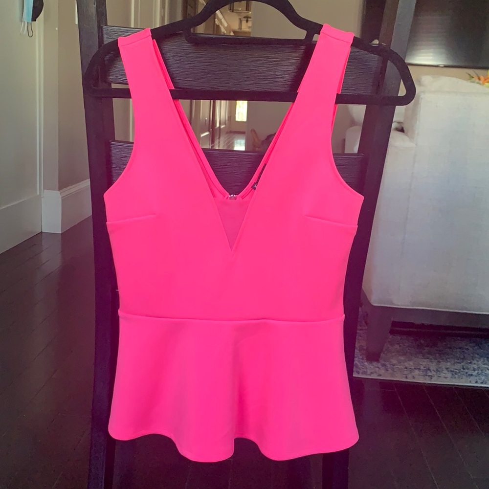 Express Neon Pink Fit & Flare Tank Top - Picture 4 of 7